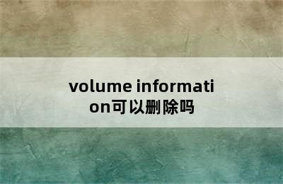 volume information可以删除吗